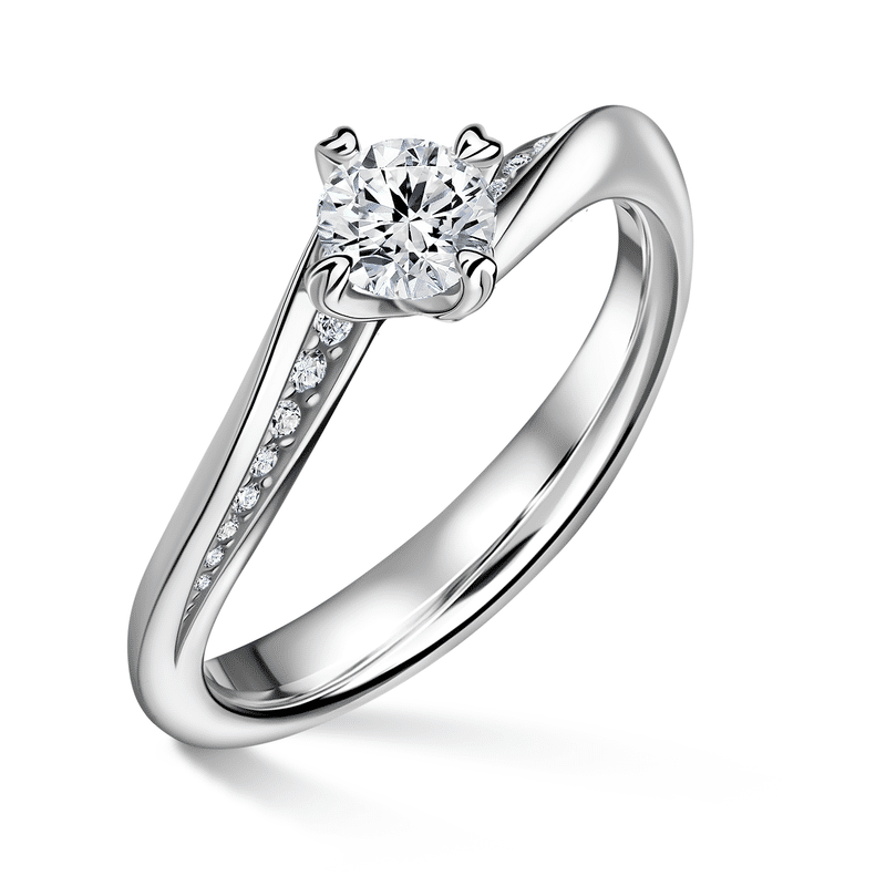Freya Side Stones | Zásnubní prsten se středovým kamenem 0.700ct, bílé zlato, s diamanty 56