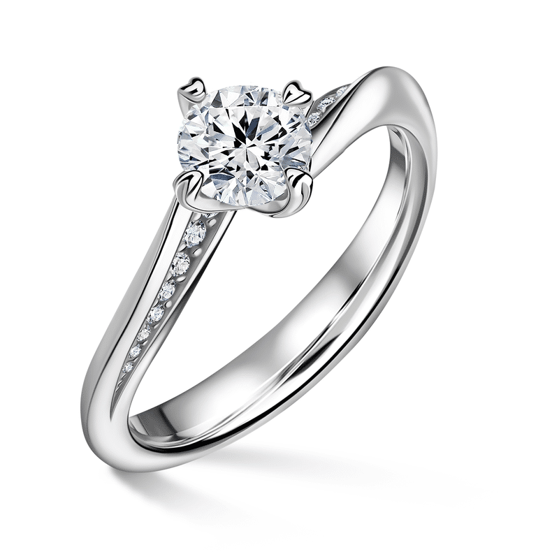 Freya Side Stones | Zásnubní prsten se středovým kamenem 0.900ct, bílé zlato, s diamanty 57