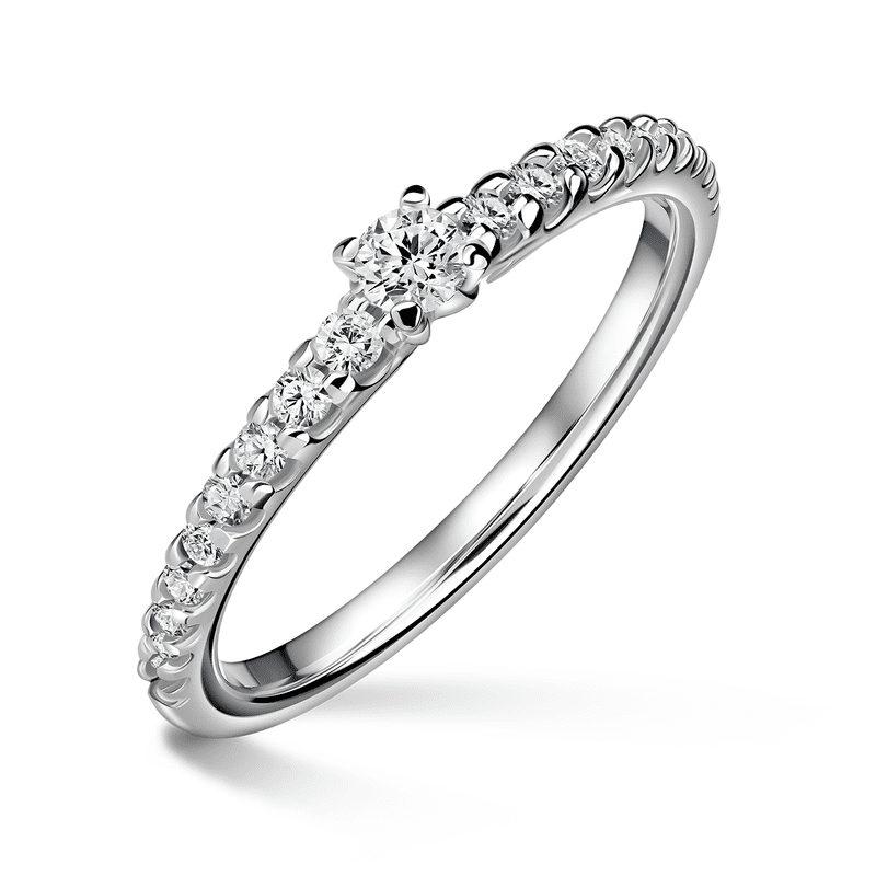Aria | Zásnubní prsten se středovým kamenem 0.055ct, bílé zlato, s diamanty 46