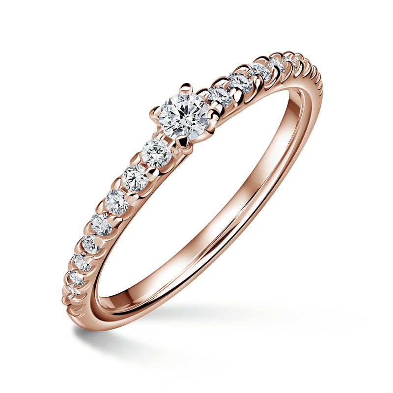 Aria | Zásnubní prsten se středovým kamenem 0.055ct, růžové zlato, s diamanty 60