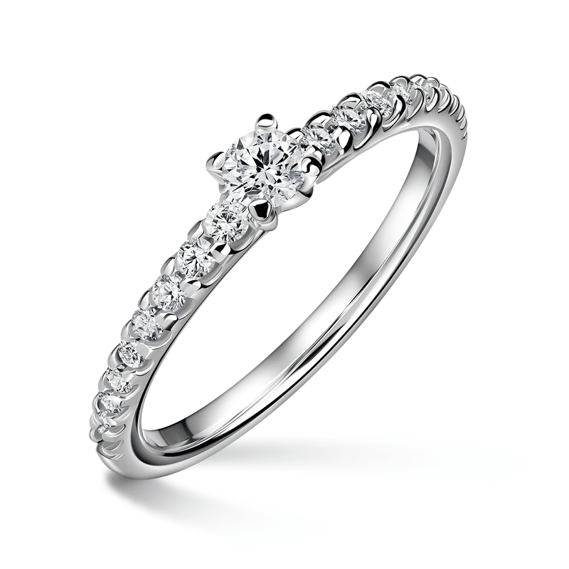Aria | Zásnubní prsten se středovým kamenem 0.145ct, bílé zlato, s diamanty 50