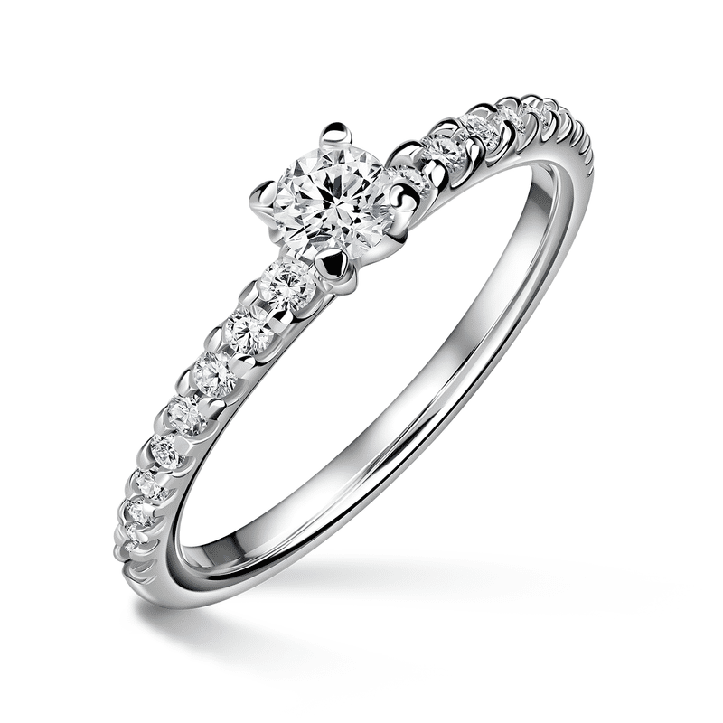 Aria | Zásnubní prsten se středovým kamenem 0.180ct, bílé zlato, s diamanty 52
