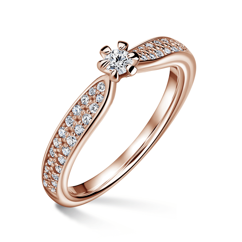 Florence Side Stones | Zásnubní prsten se středovým kamenem 0.085ct, růžové zlato, s diamanty 64
