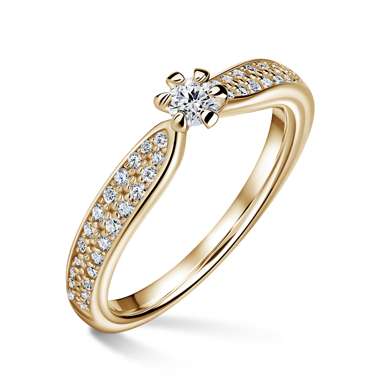 Florence Side Stones | Zásnubní prsten se středovým kamenem 0.145ct, žluté zlato, s diamanty 60