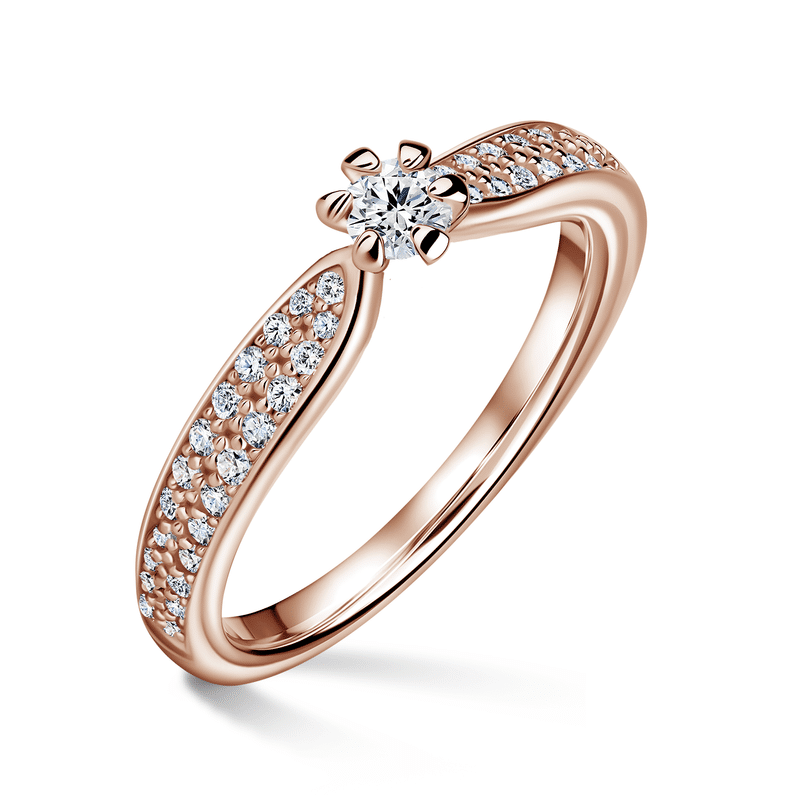 Florence Side Stones | Zásnubní prsten se středovým kamenem 0.145ct, růžové zlato, s diamanty 48