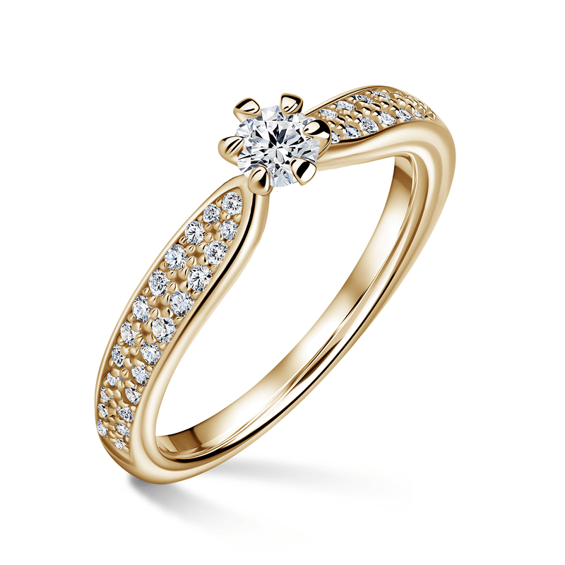 Florence Side Stones | Zásnubní prsten se středovým kamenem 0.180ct, žluté zlato, s diamanty 51