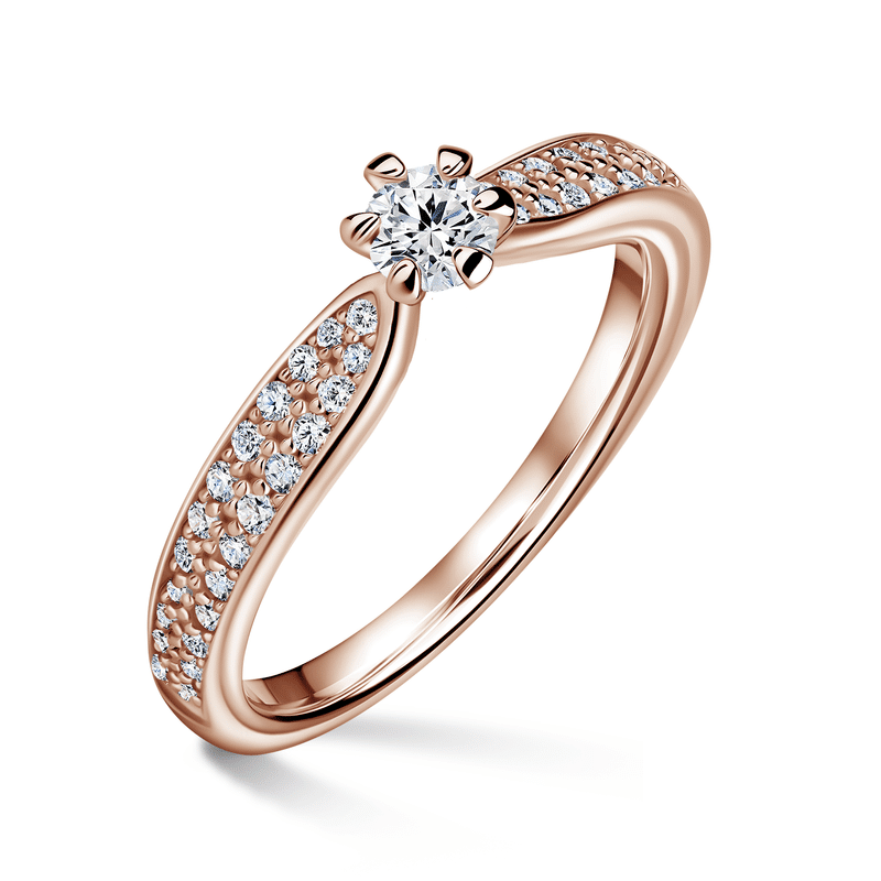 Florence Side Stones | Zásnubní prsten se středovým kamenem 0.180ct, růžové zlato, s diamanty 48