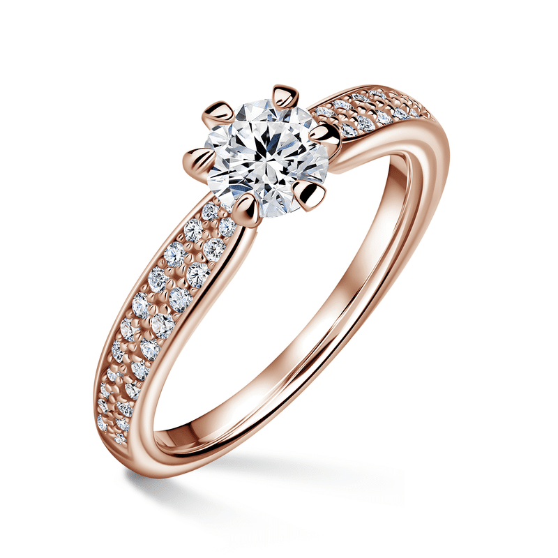 Florence Side Stones | Zásnubní prsten se středovým kamenem 0.500ct, růžové zlato, s diamanty 61