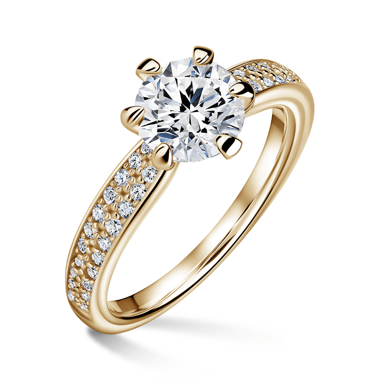 Florence Side Stones | Zásnubní prsten se středovým kamenem 1.000ct, žluté zlato, s diamanty 51