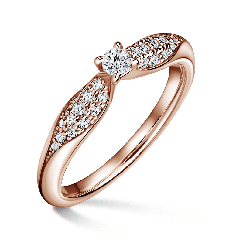 Luna | Zásnubní prsten se středovým kamenem 0.085ct, růžové zlato, s diamanty 52