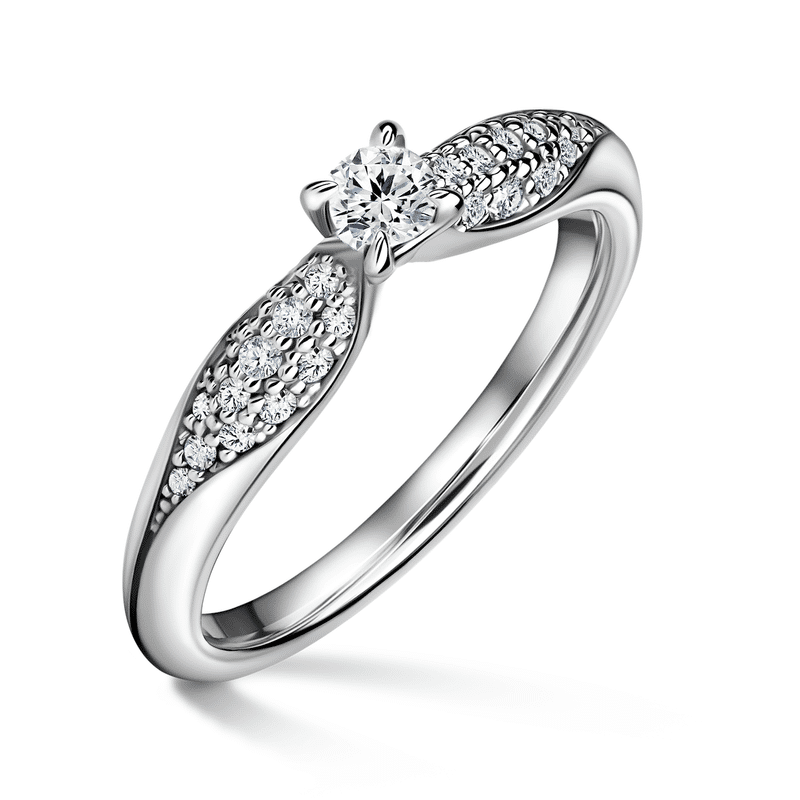 Luna | Zásnubní prsten se středovým kamenem 0.145ct, bílé zlato, s diamanty 56