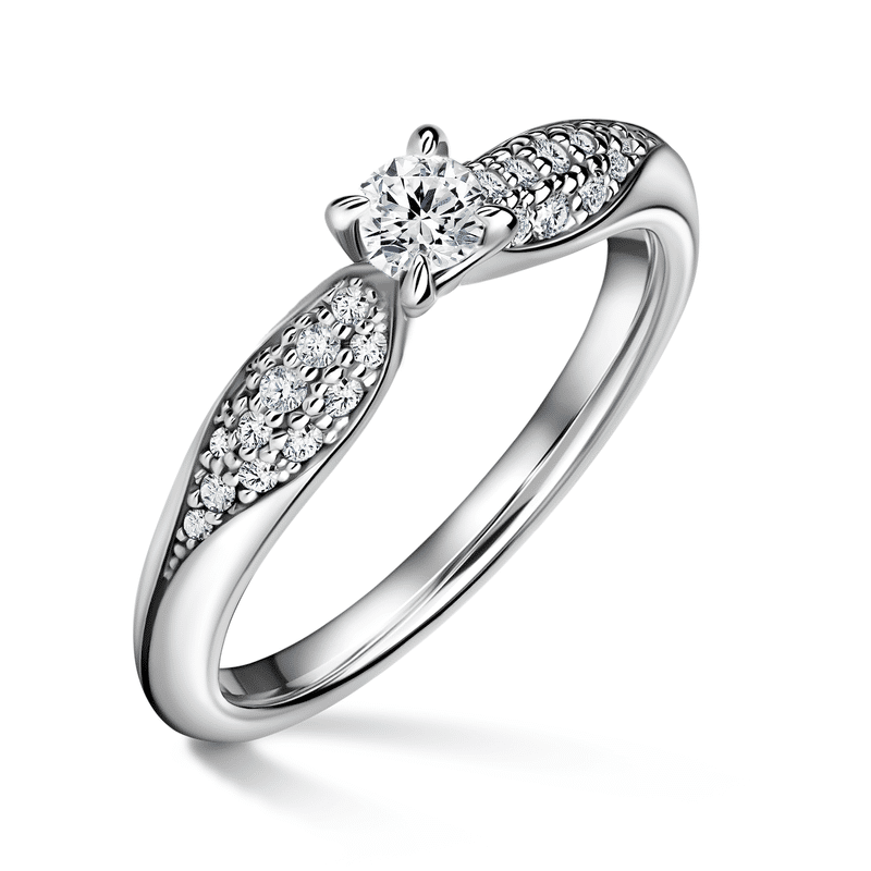 Luna | Zásnubní prsten se středovým kamenem 0.180ct, bílé zlato, s diamanty 56
