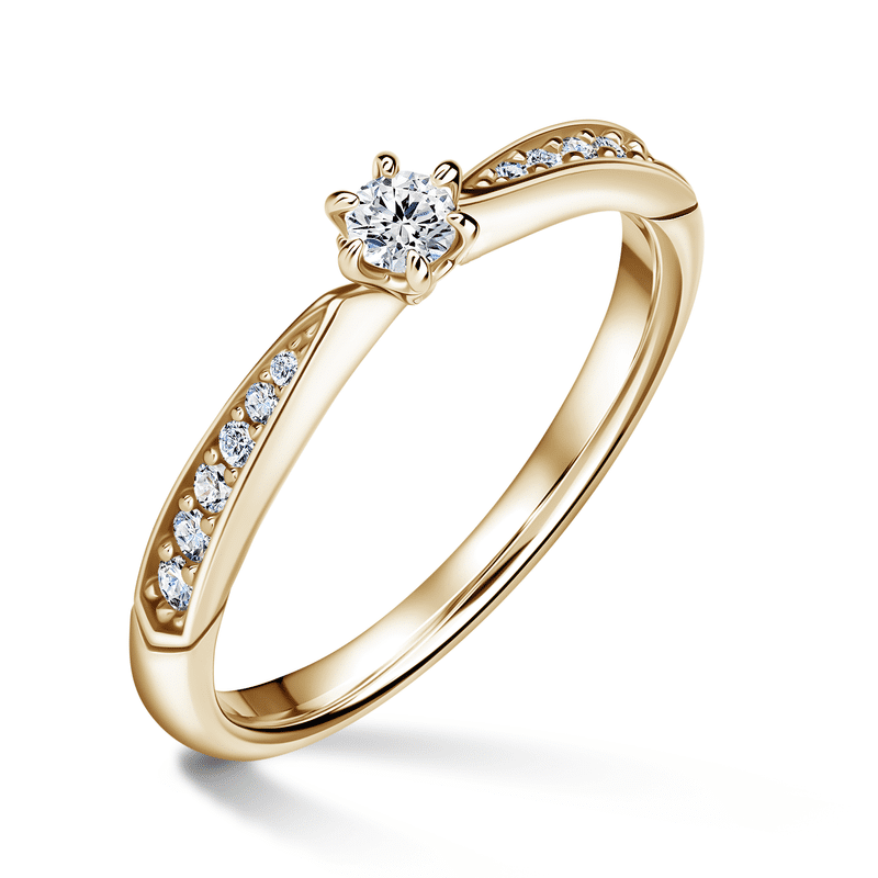 Minerva Side Stones | Zásnubní prsten se středovým kamenem 0.085ct, žluté zlato, s diamanty 53