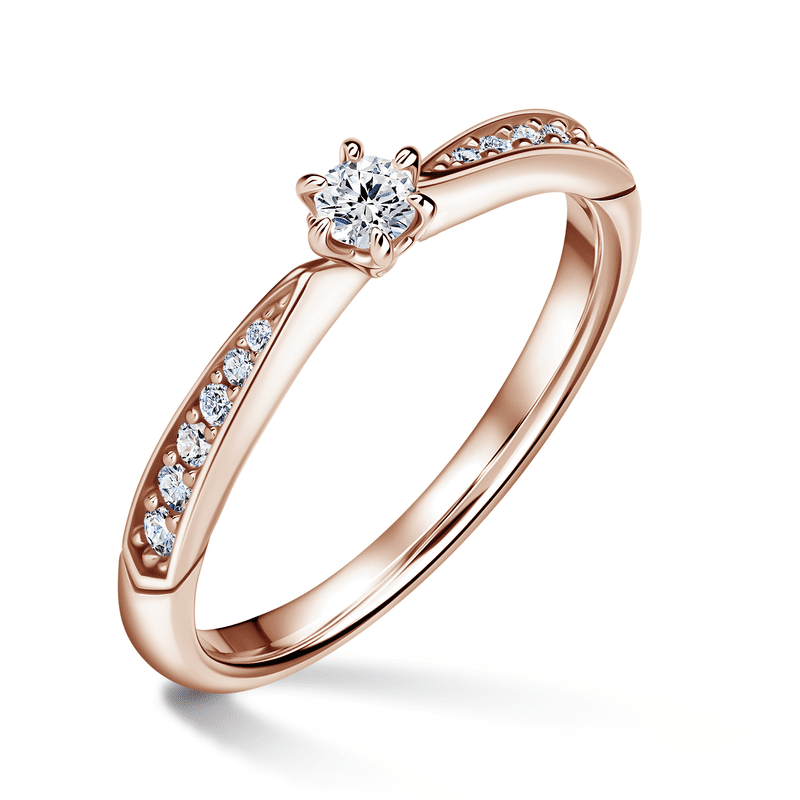 Minerva Side Stones | Zásnubní prsten se středovým kamenem 0.085ct, růžové zlato, s diamanty 56
