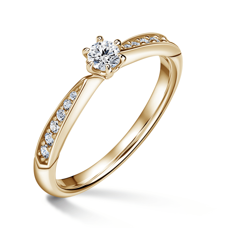Minerva Side Stones | Zásnubní prsten se středovým kamenem 0.145ct, žluté zlato, s diamanty 51