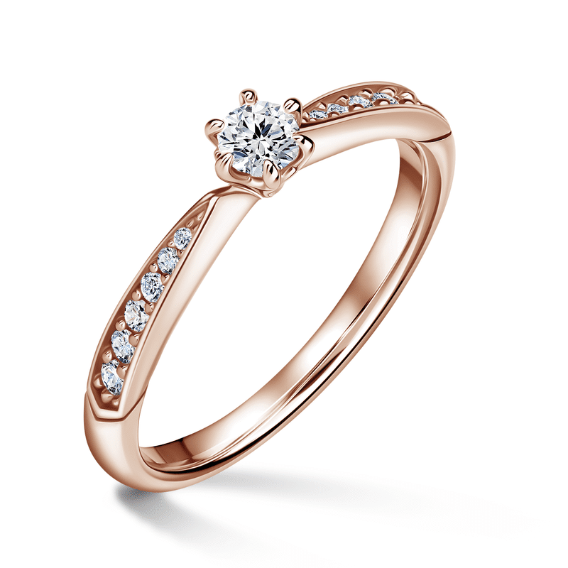 Minerva Side Stones | Zásnubní prsten se středovým kamenem 0.145ct, růžové zlato, s diamanty 60