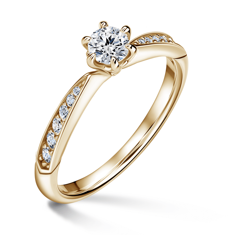 Minerva Side Stones | Zásnubní prsten se středovým kamenem 0.400 ct, žluté zlato, s diamanty 63
