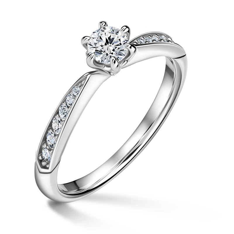 Minerva Side Stones | Zásnubní prsten se středovým kamenem 0.400 ct, bílé zlato, s diamanty 60