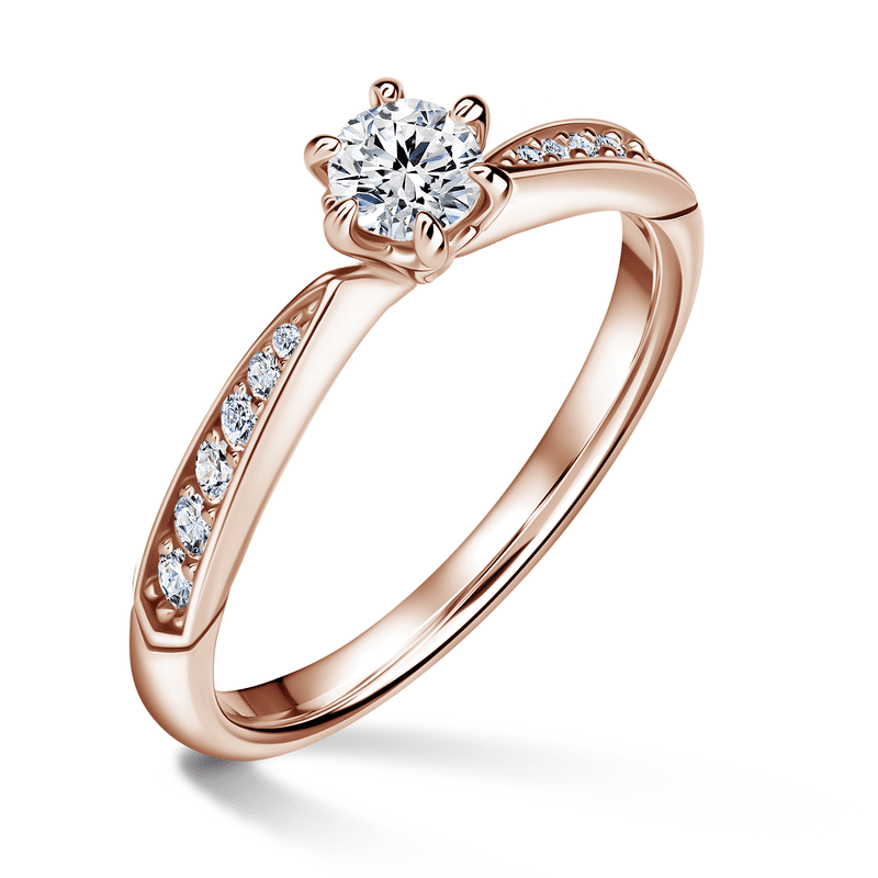 Minerva Side Stones | Zásnubní prsten se středovým kamenem 0.400ct, růžové zlato, s diamanty 58