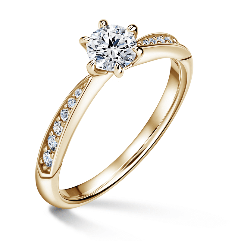 Minerva Side Stones | Zásnubní prsten se středovým kamenem 0.500ct, žluté zlato, s diamanty 65