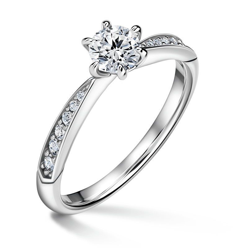 Minerva Side Stones | Zásnubní prsten se středovým kamenem 0.500ct, bílé zlato, s diamanty 46