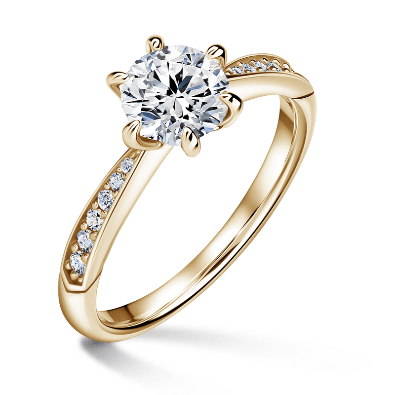 Minerva Side Stones | Zásnubní prsten se středovým kamenem 1.000ct, žluté zlato, s diamanty 62