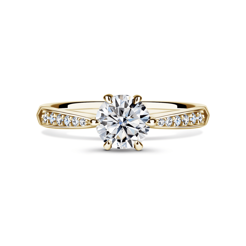 Minerva Side Stones | Zásnubní prsten se středovým kamenem 1.000ct, žluté zlato, s diamanty 47