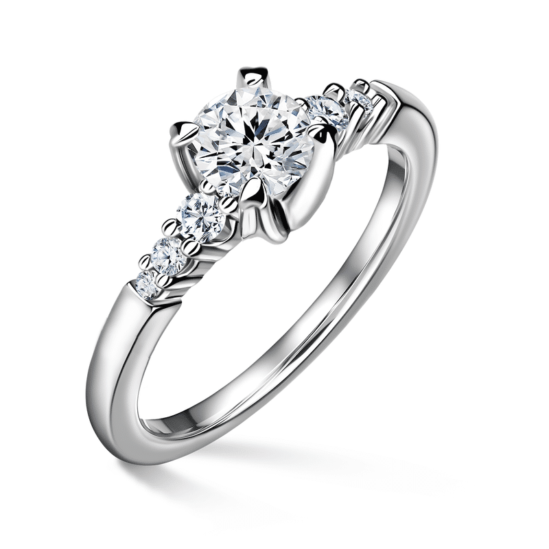 Sierra | Zásnubní prsten se středovým kamenem 0.700ct, bílé zlato, s diamanty 57