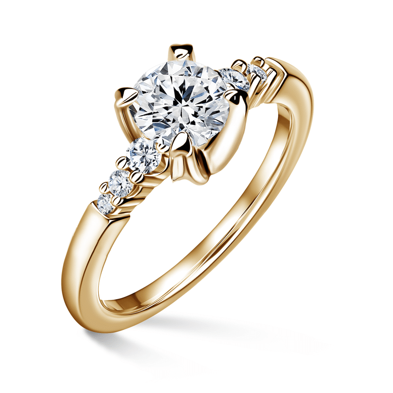 Sierra | Zásnubní prsten se středovým kamenem 0.900ct, žluté zlato, s diamanty 55