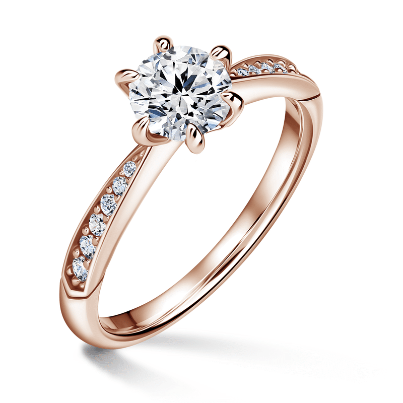 Minerva Side Stones | Zásnubní prsten se středovým kamenem 0.900ct, růžové zlato, s diamanty 50