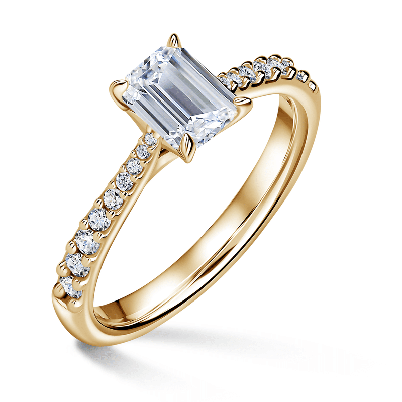 Arlene Side Stones | Zásnubní prsten se středovým kamenem 1.000ct, žluté zlato, s diamanty 49