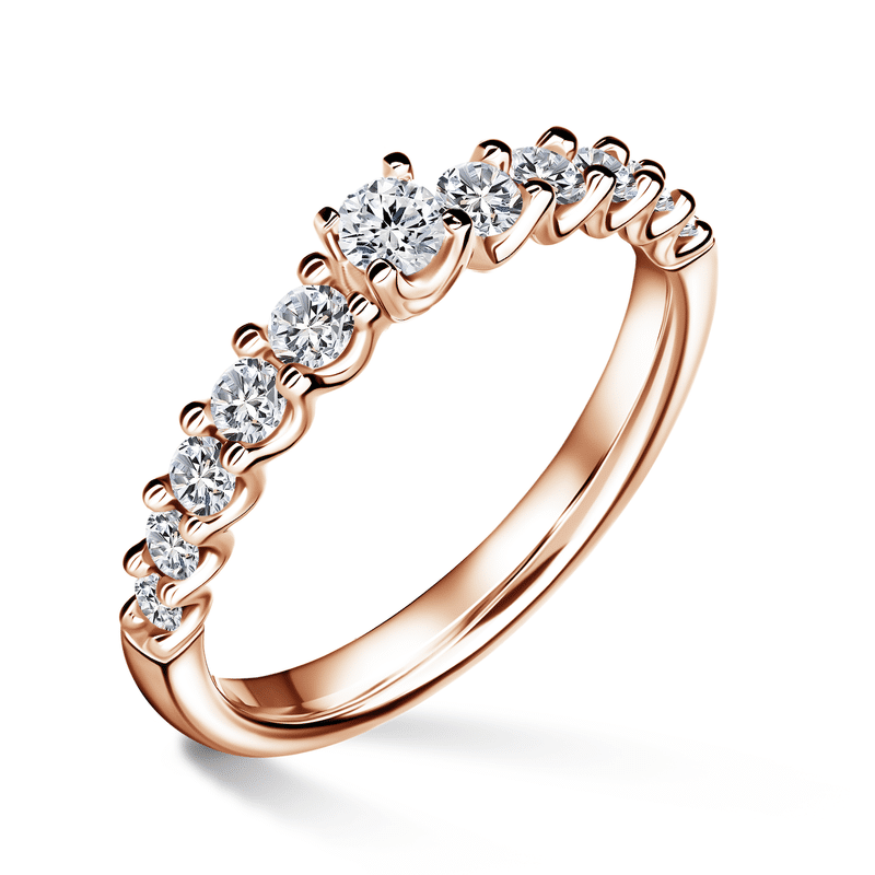 Dafné | Zásnubní prsten se středovým kamenem 0.145ct, růžové zlato, s diamanty 52