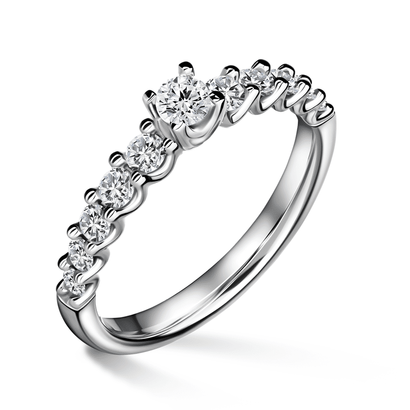 Dafné | Zásnubní prsten se středovým kamenem 0.180ct, bílé zlato, s diamanty 52