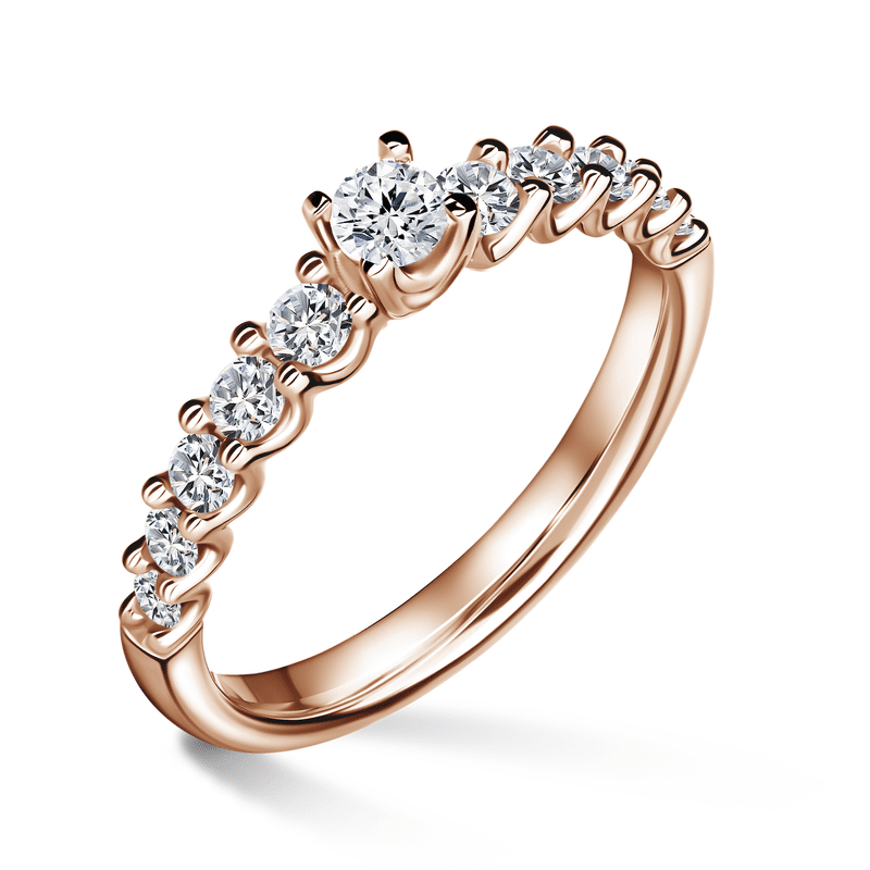 Dafné | Zásnubní prsten se středovým kamenem 0.180ct, růžové zlato, s diamanty 52