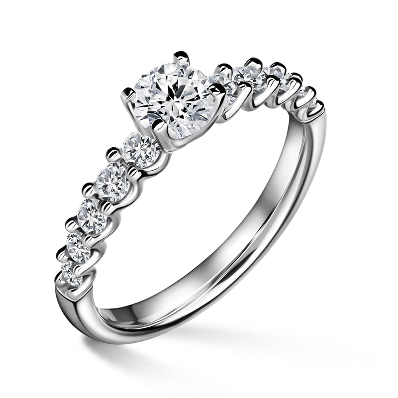 Dafné | Zásnubní prsten se středovým kamenem 0.700ct, bílé zlato, s diamanty 55