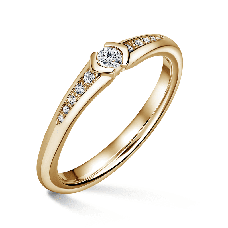Harmonia | Zásnubní prsten se středovým kamenem 0.085ct, žluté zlato, s diamanty 60