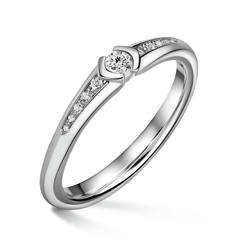 Harmonia | Zásnubní prsten se středovým kamenem 0.085ct, bílé zlato, s diamanty 58