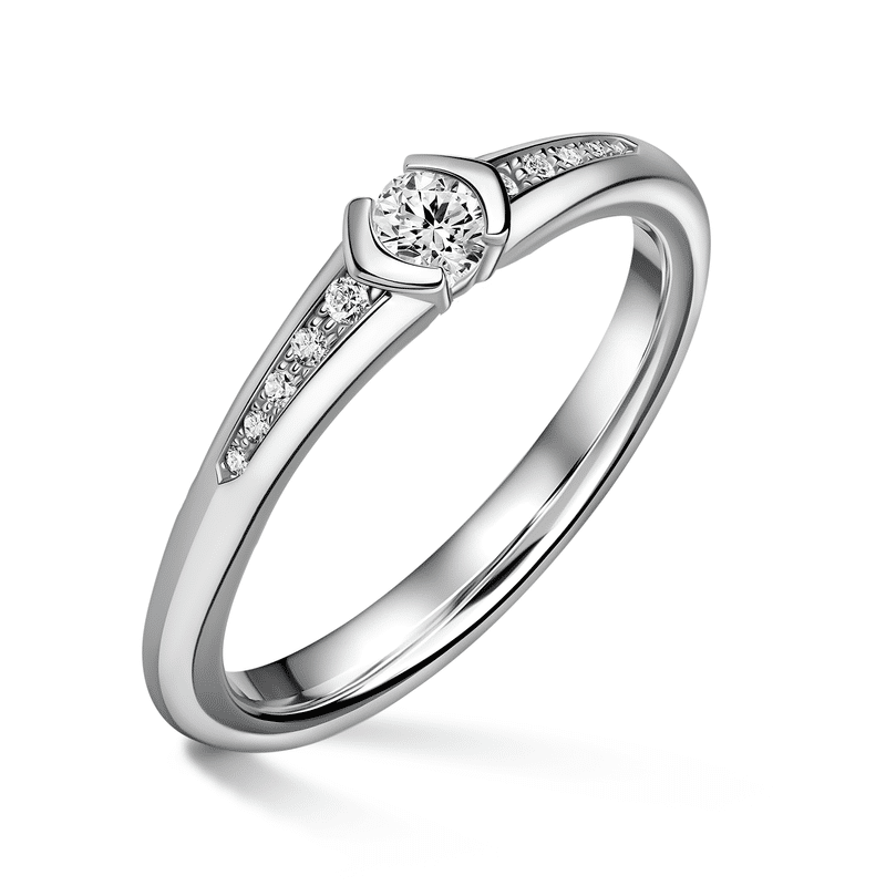 Harmonia | Zásnubní prsten se středovým kamenem 0.145ct, bílé zlato, s diamanty 62