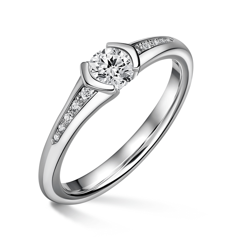 Harmonia | Zásnubní prsten se středovým kamenem 0.500ct, bílé zlato, s diamanty 52