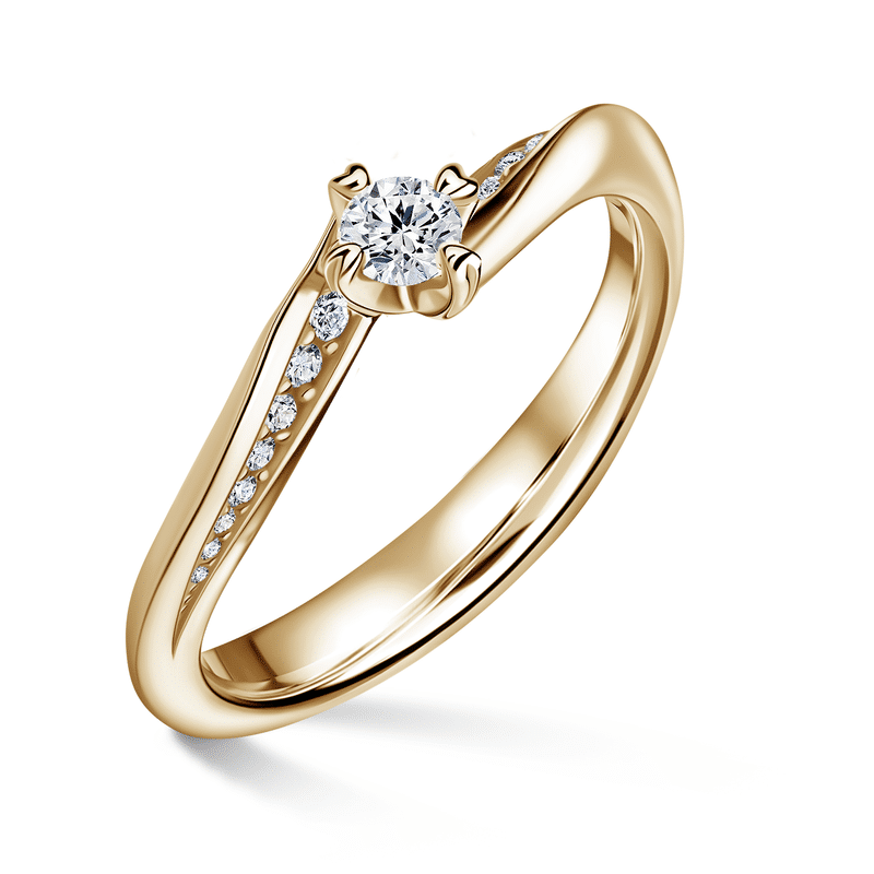 Freya Side Stones | Zásnubní prsten se středovým kamenem 0.145ct, žluté zlato, s diamanty 62