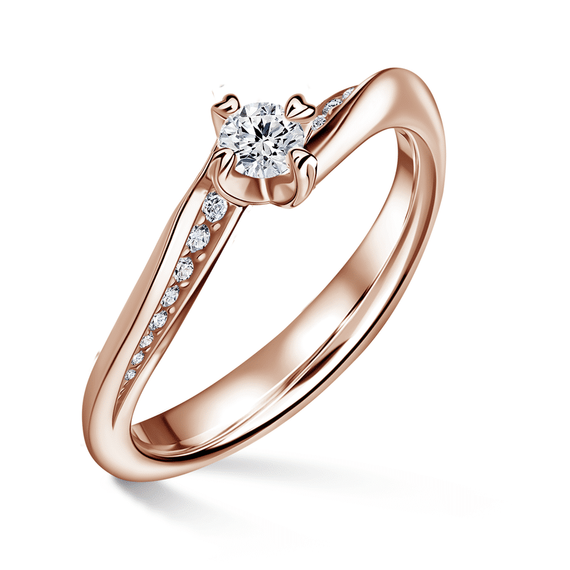 Freya Side Stones | Zásnubní prsten se středovým kamenem 0.180ct, růžové zlato, s diamanty 60
