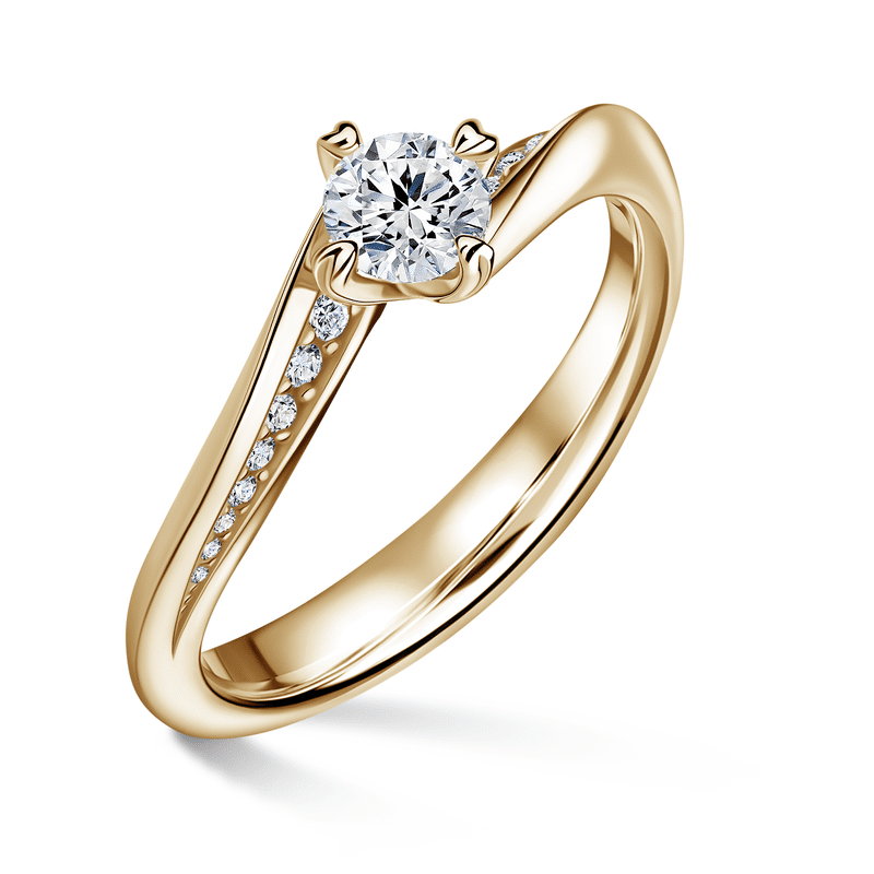 Freya Side Stones | Zásnubní prsten se středovým kamenem 0.400ct, žluté zlato, s diamanty 62