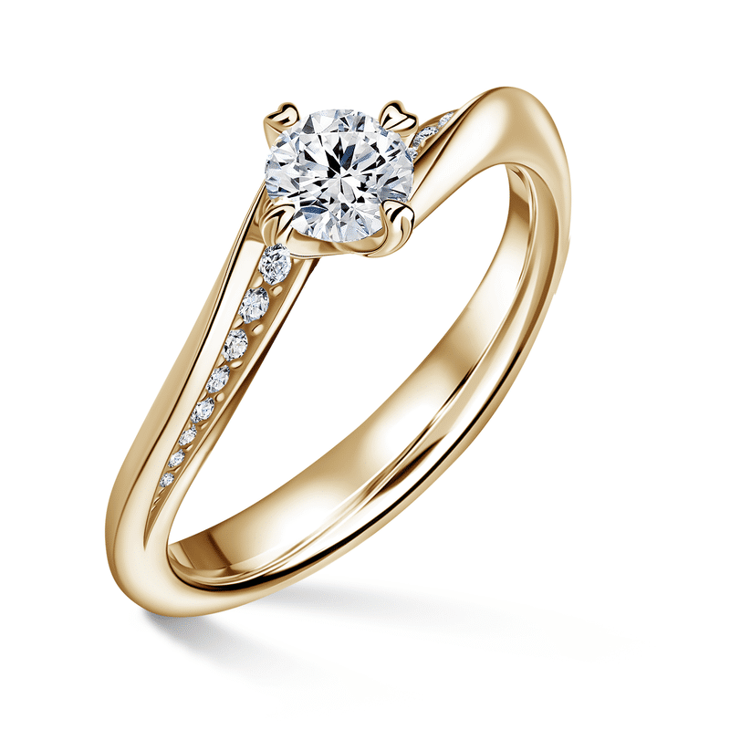 Freya Side Stones | Zásnubní prsten se středovým kamenem 0.500ct, žluté zlato, s diamanty 57