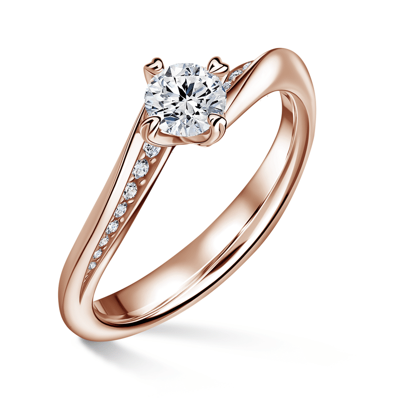 Freya Side Stones | Zásnubní prsten se středovým kamenem 0.700ct, růžové zlato, s diamanty 55