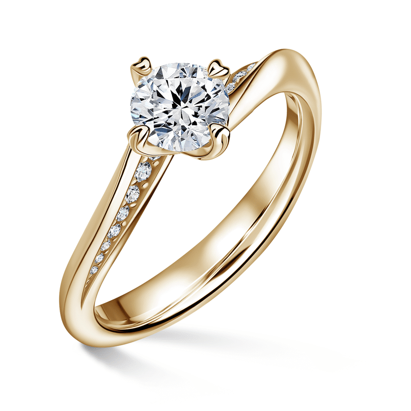 Freya Side Stones | Zásnubní prsten se středovým kamenem 0.900ct, žluté zlato, s diamanty 54