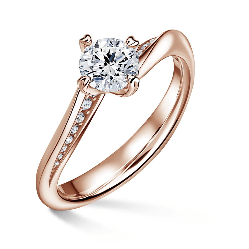 Freya Side Stones | Zásnubní prsten se středovým kamenem 0.900ct, růžové zlato, s diamanty 47