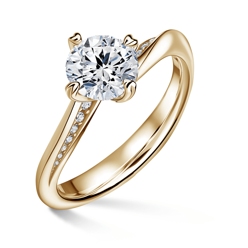 Freya Side Stones | Zásnubní prsten se středovým kamenem 1.310ct, žluté zlato, s diamanty 48