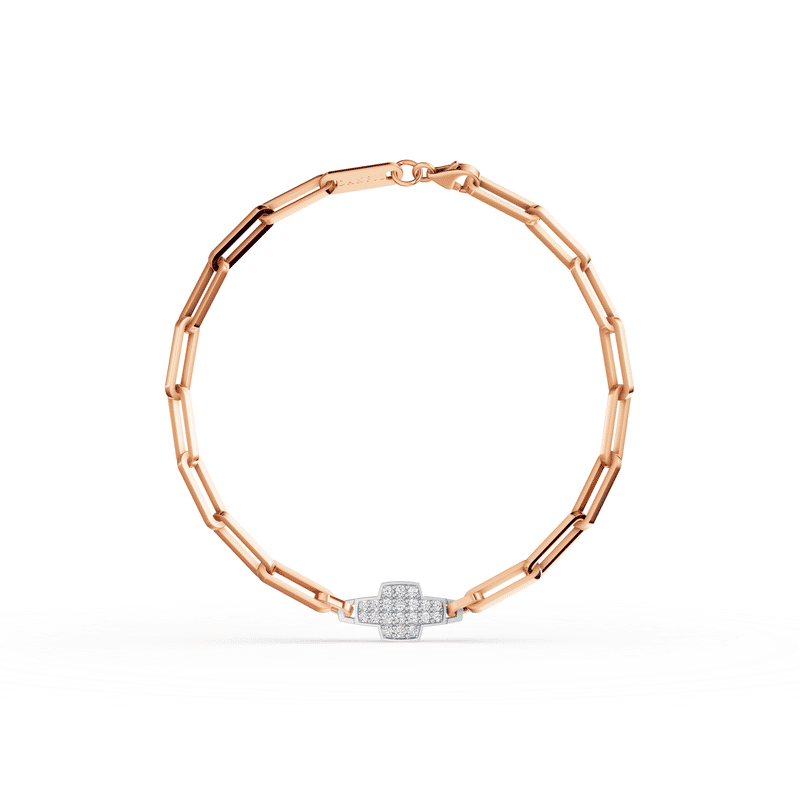 Zlatý náramek DF 5757 v kombinaci růžového a bílého zlata, s diamanty