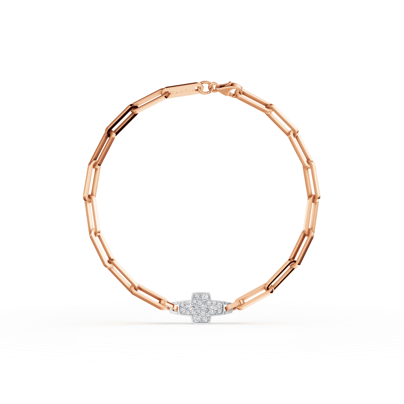 Zlatý náramek DF 5756 v kombinaci růžového a bílého zlata, s brilianty