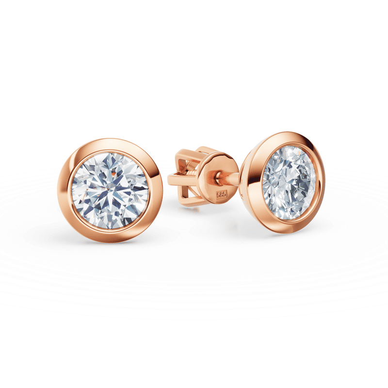Dámské náušnice DF 3676 z růžového zlata s diamanty o celkové váze 1.00 ct